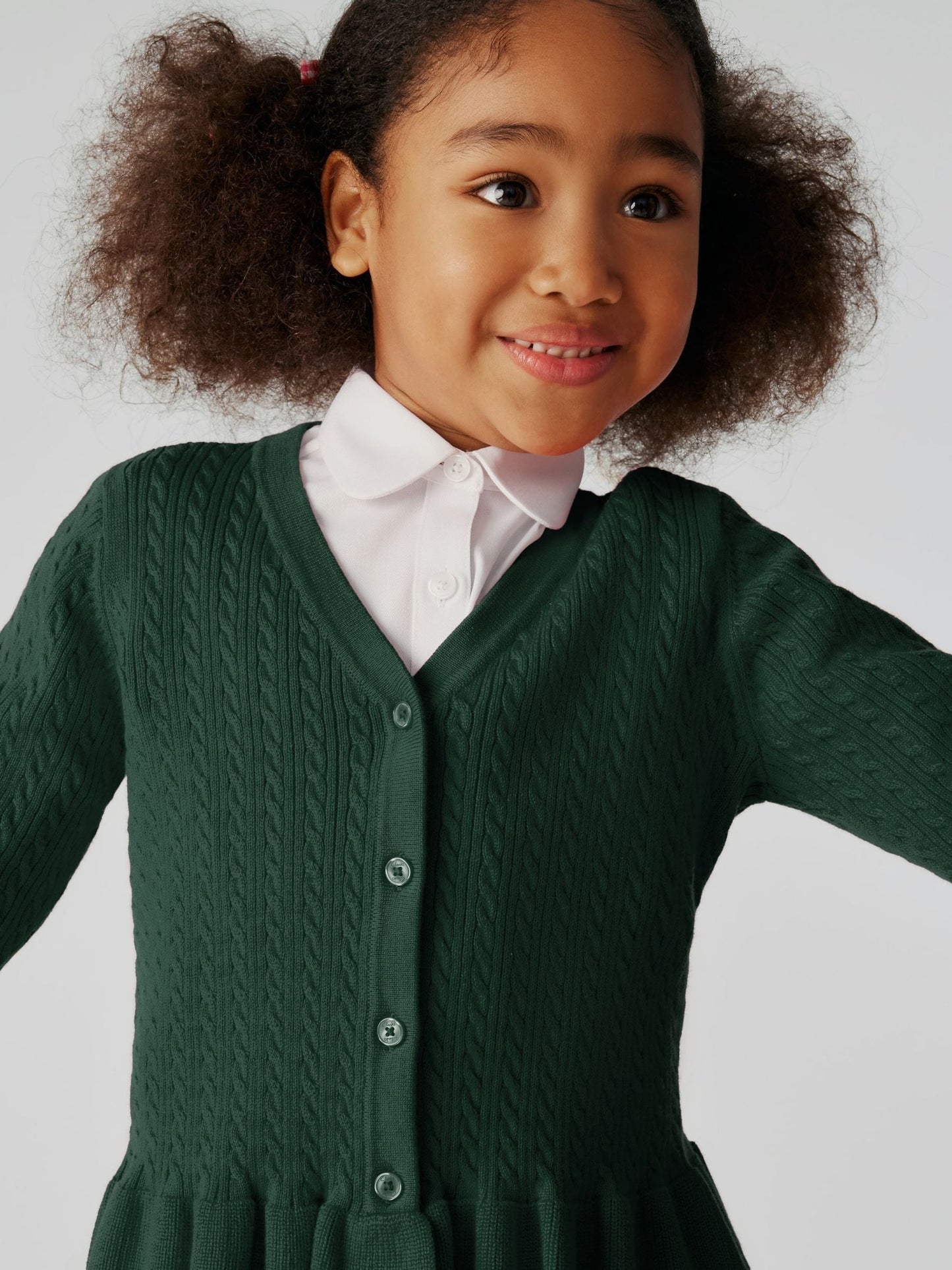 Dsiney Kidz - Clarks Green Cable Knit Frill School Cardigan image 1