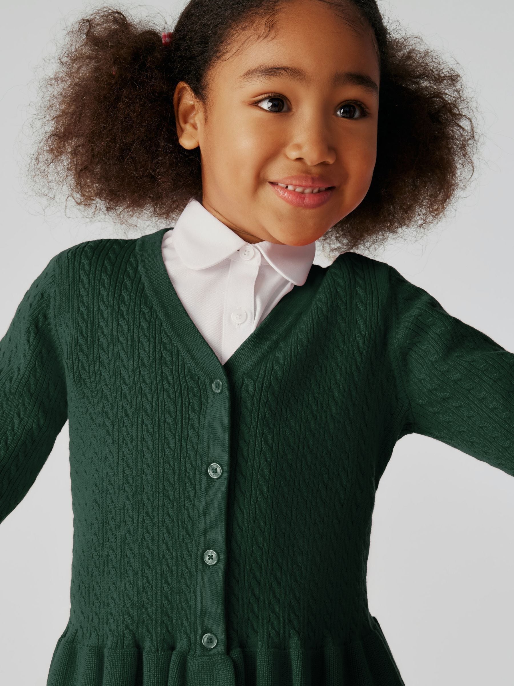Dsiney Kidz - Clarks Green Cable Knit Frill School Cardigan image 1