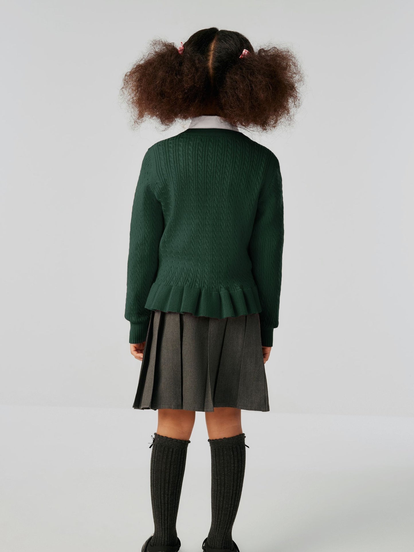 Dsiney Kidz - Clarks Green Cable Knit Frill School Cardigan image 2