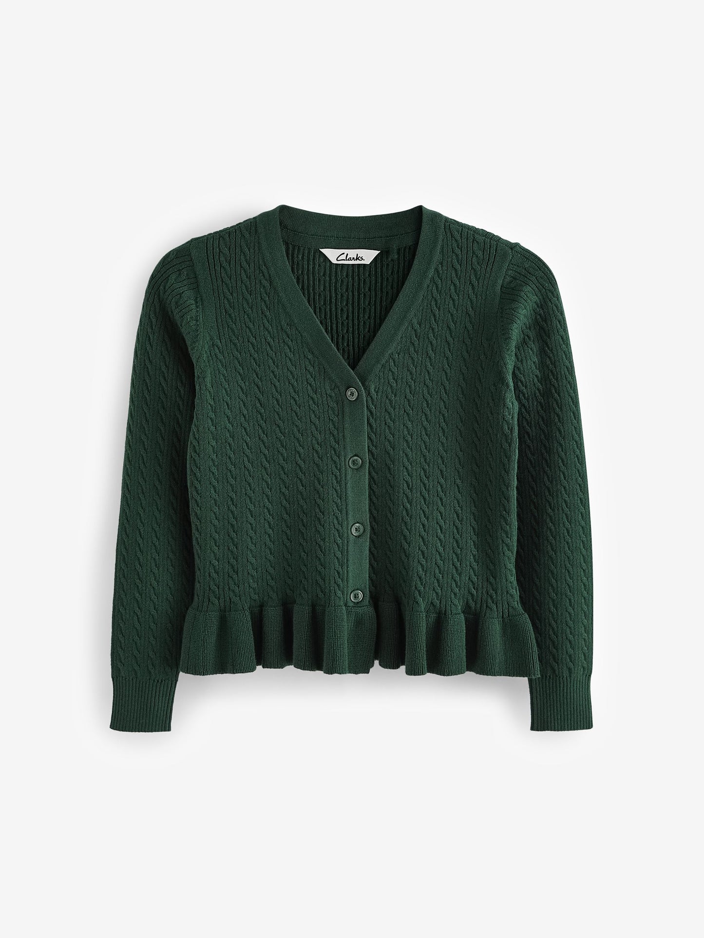 Dsiney Kidz - Clarks Green Cable Knit Frill School Cardigan image 3
