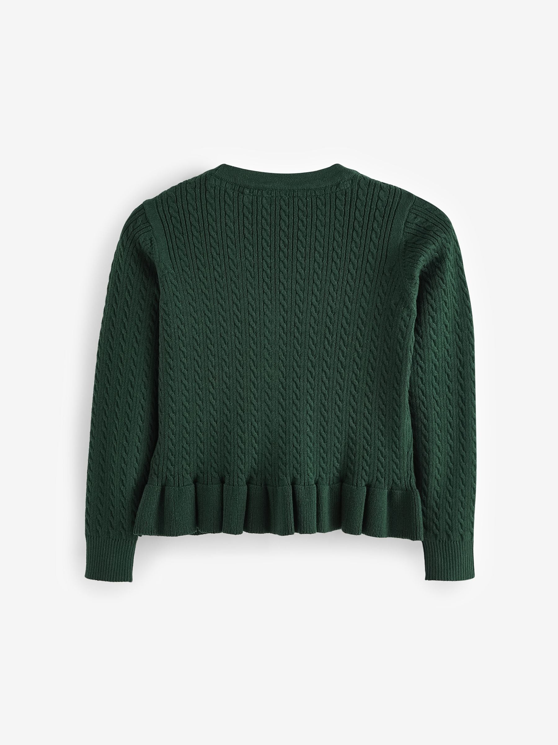 Dsiney Kidz - Clarks Green Cable Knit Frill School Cardigan image 4