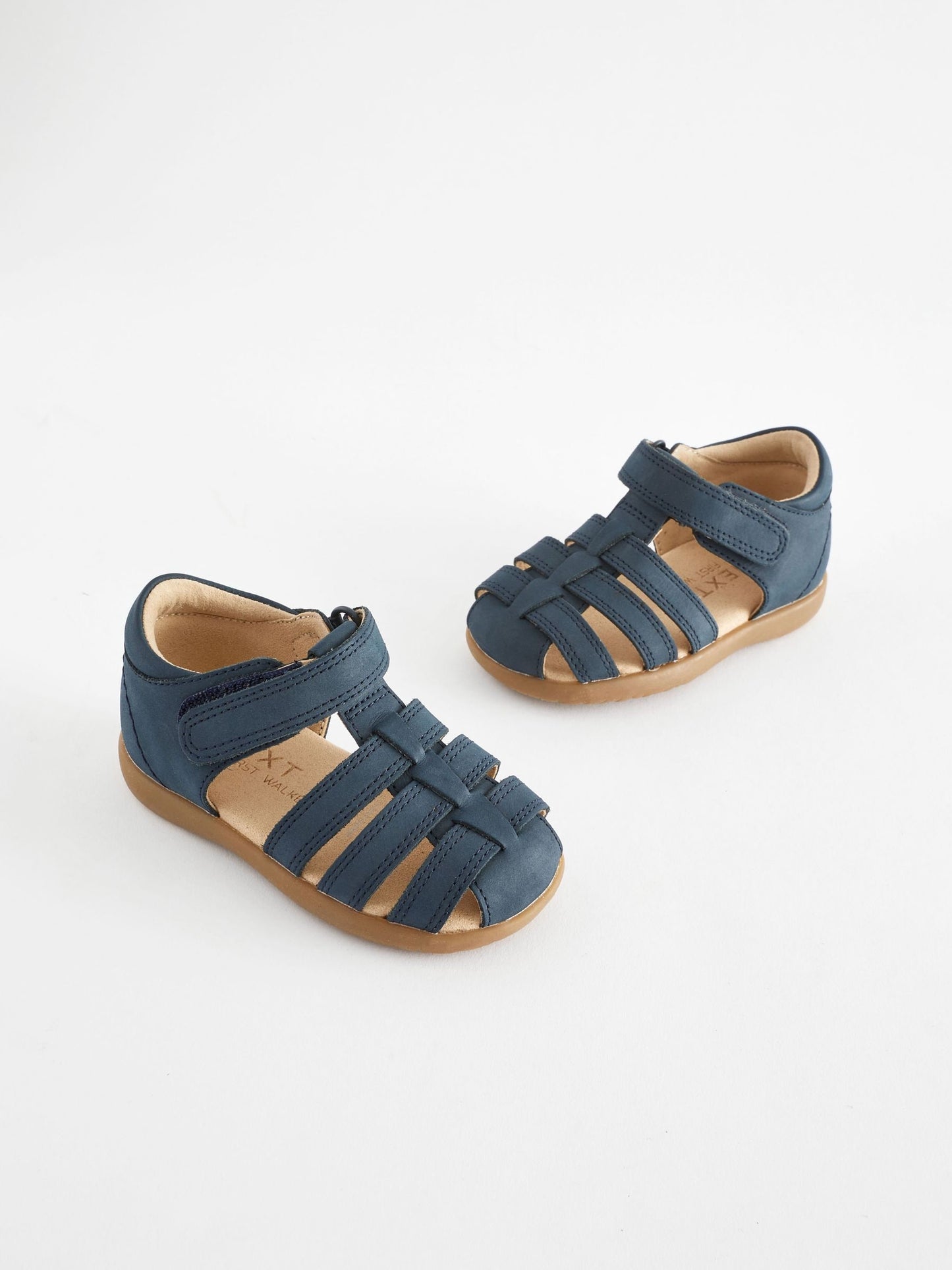 Navy Standard Fit (F) Baby Touch Fastening Leather First Walker Sandals image 1