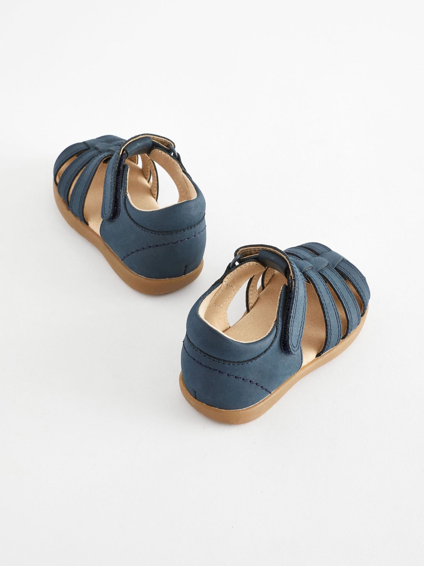 Navy Standard Fit (F) Baby Touch Fastening Leather First Walker Sandals image 3
