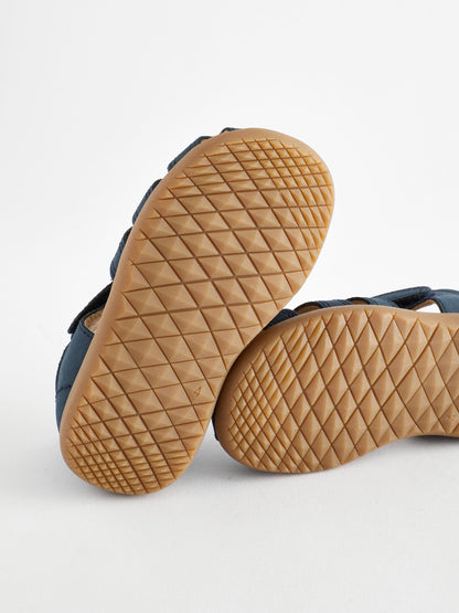 Navy Standard Fit (F) Baby Touch Fastening Leather First Walker Sandals image 4