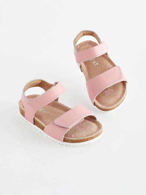 Pink Wide Fit (G) Leather Corkbed Sandals image 1