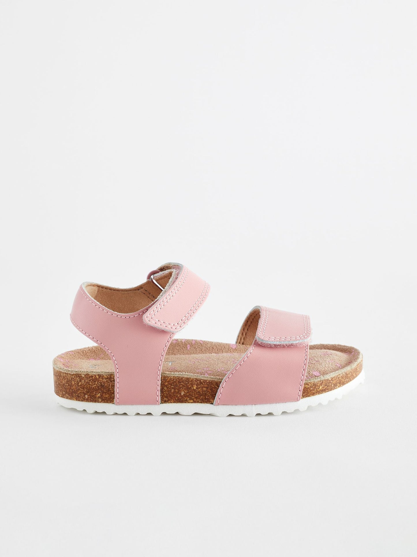 Pink Wide Fit (G) Leather Corkbed Sandals image 2