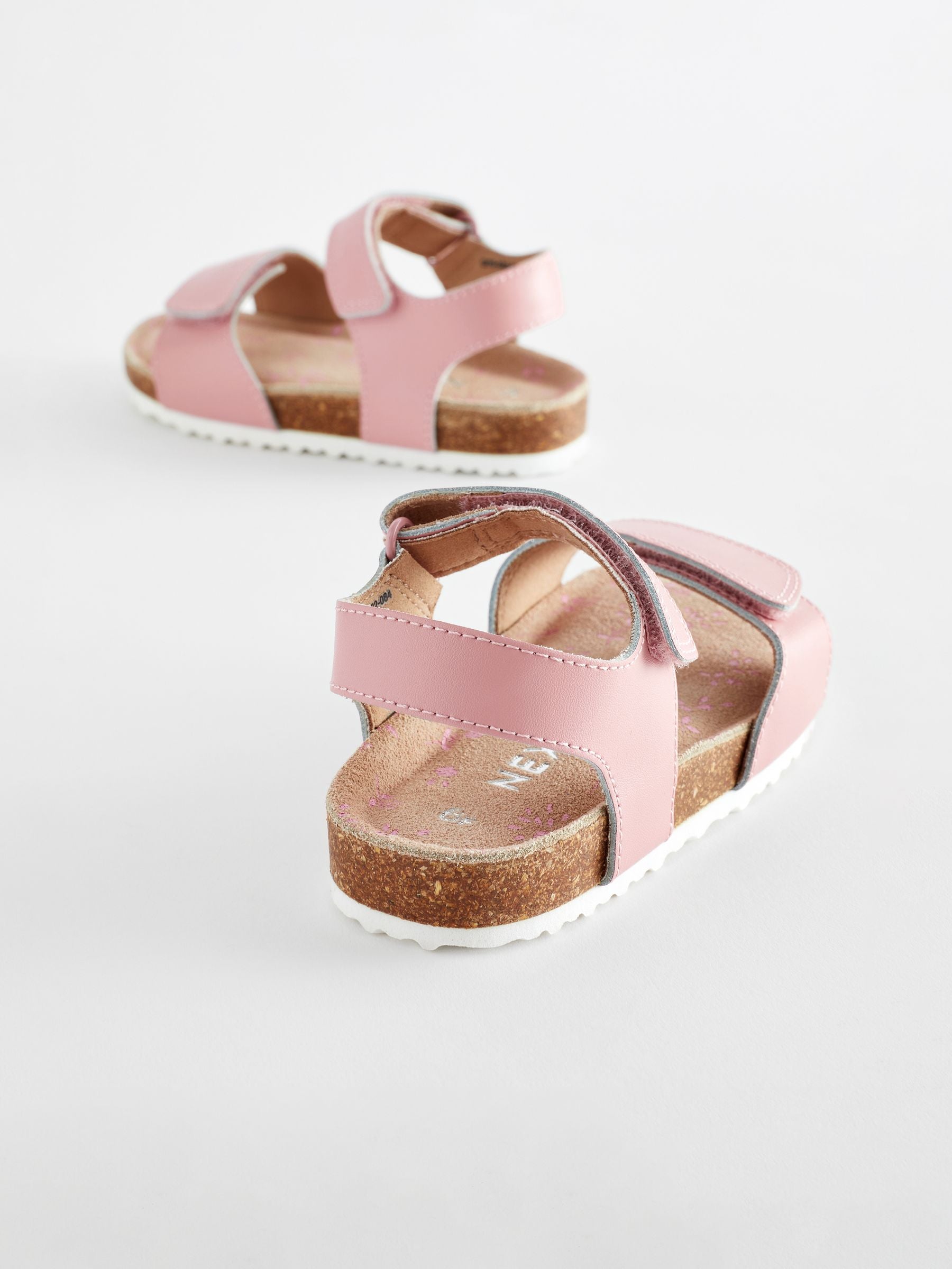 Pink Wide Fit (G) Leather Corkbed Sandals image 3