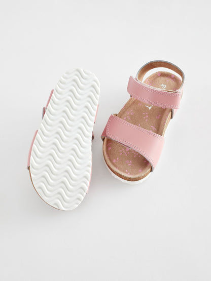 Pink Wide Fit (G) Leather Corkbed Sandals image 4