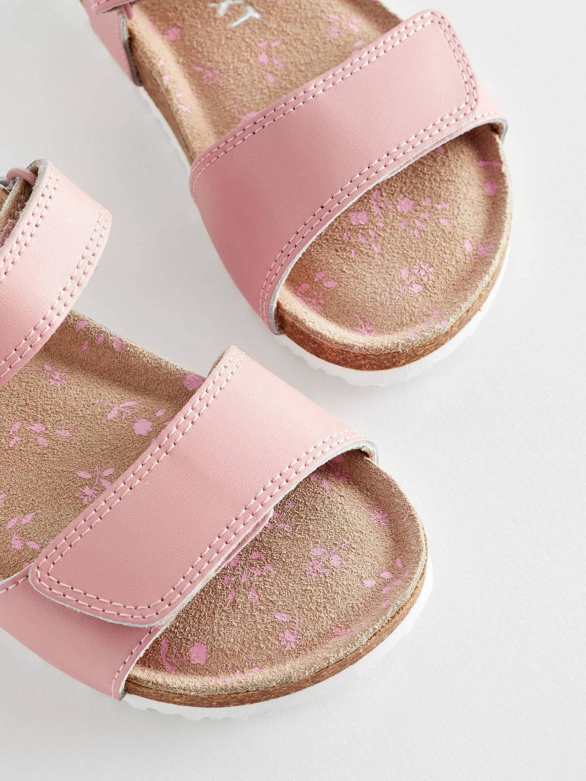Pink Wide Fit (G) Leather Corkbed Sandals image 5