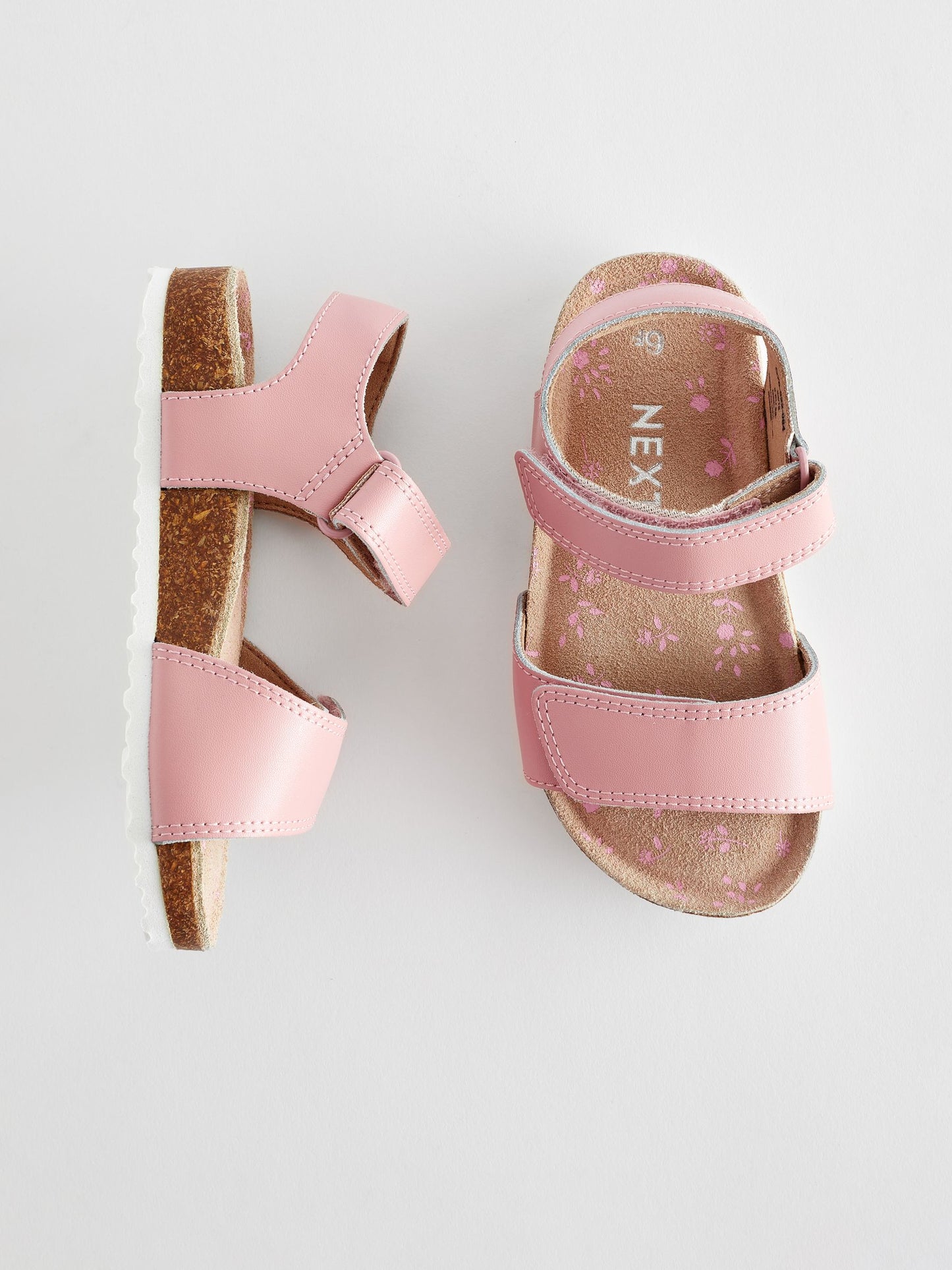 Pink Wide Fit (G) Leather Corkbed Sandals image 6