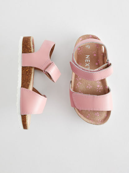 Pink Wide Fit (G) Leather Corkbed Sandals image 6