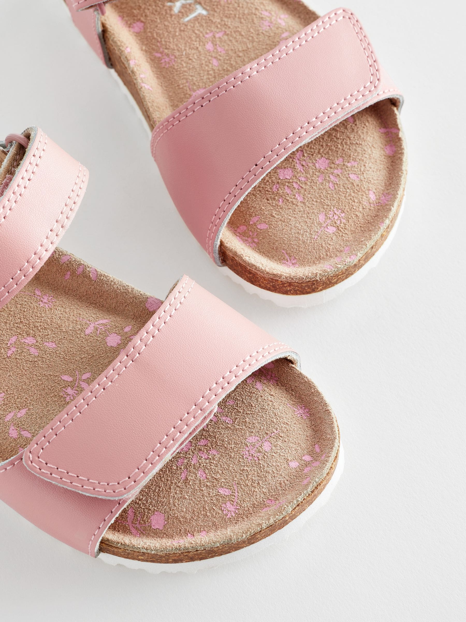 Pink Standard Fit (F) Leather Corkbed Sandals image 5
