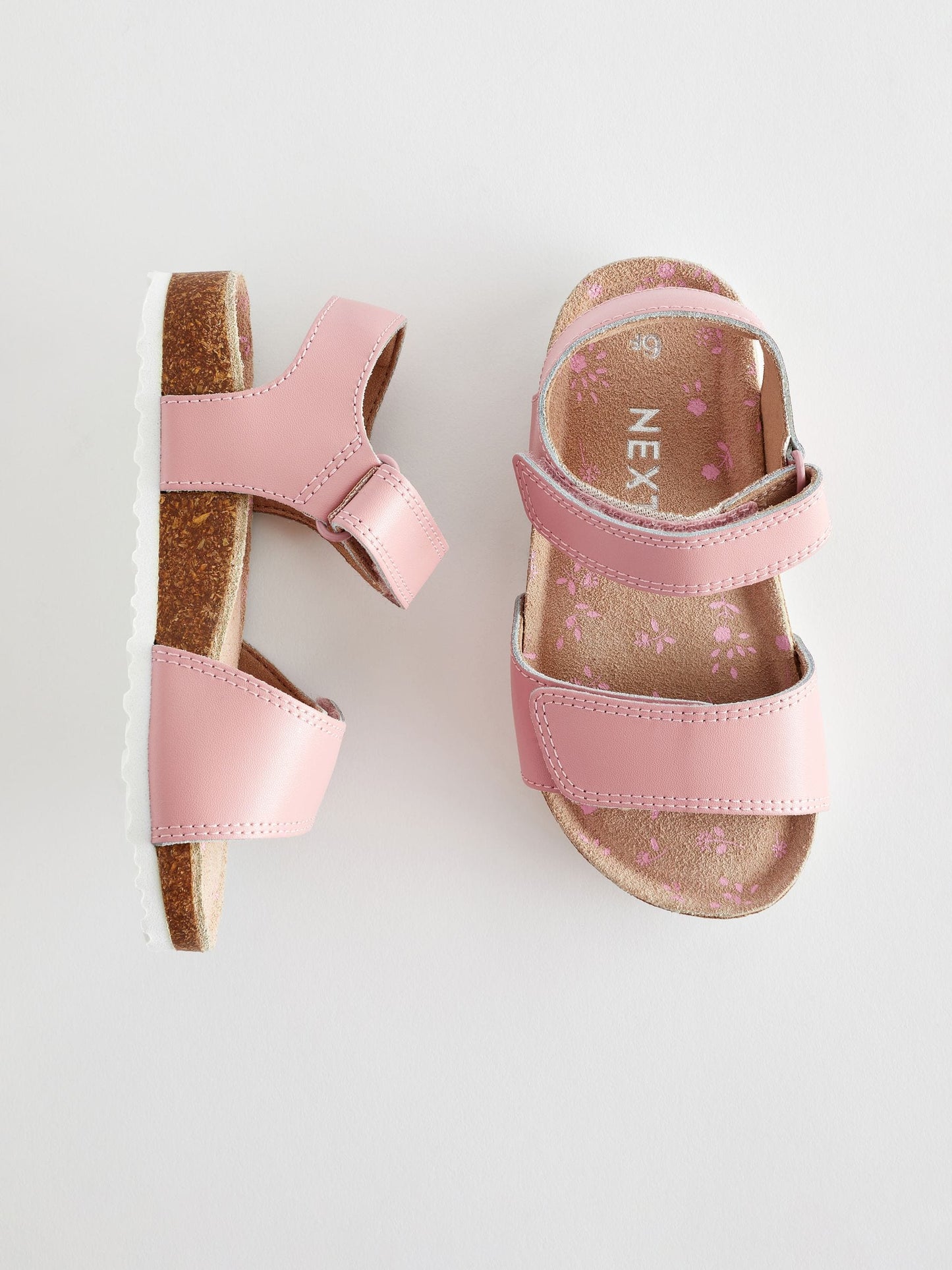 Pink Standard Fit (F) Leather Corkbed Sandals image 6