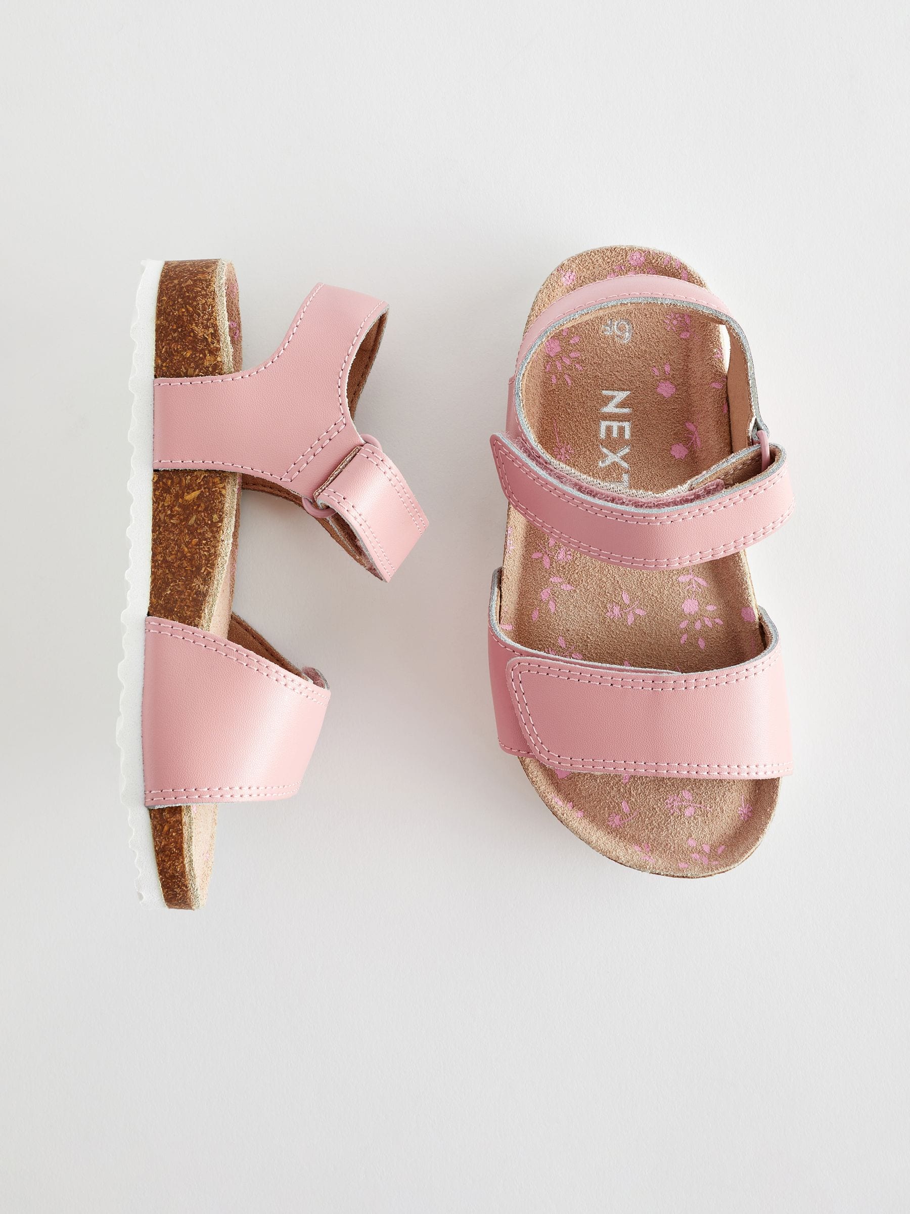 Pink Standard Fit (F) Leather Corkbed Sandals image 6