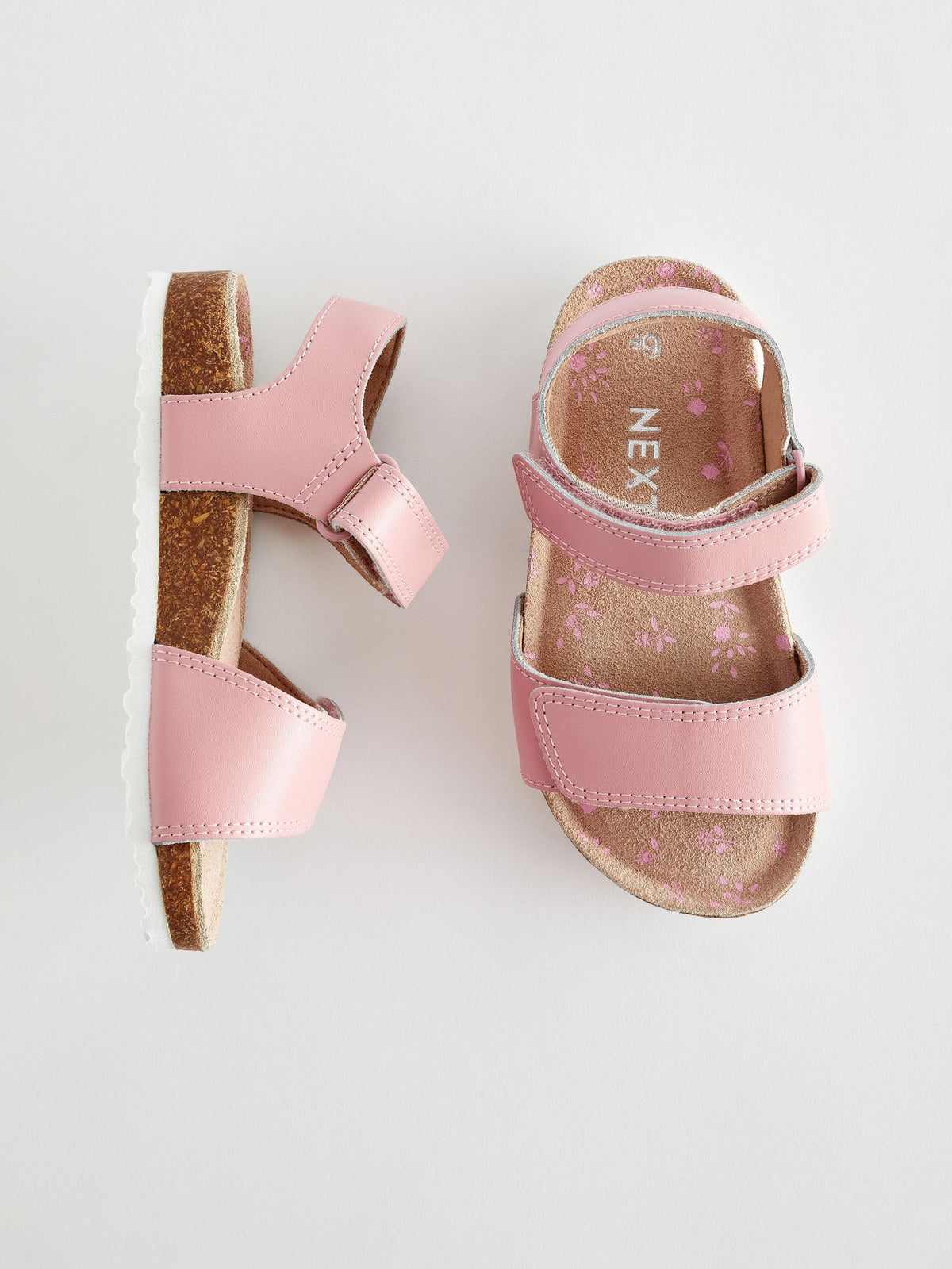 Pink Standard Fit (F) Leather Corkbed Sandals image 6
