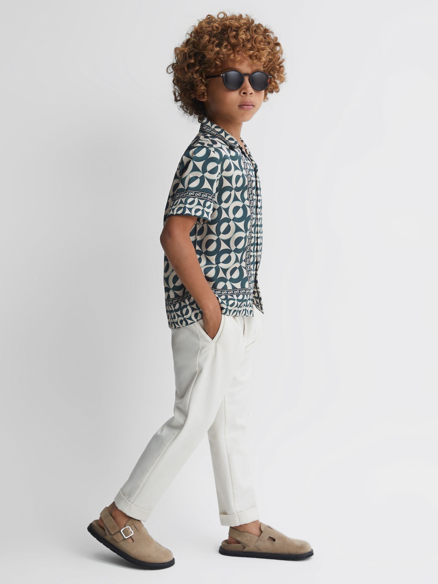 Dsiney Kidz - Reiss Hunting Green Prentice 9-13 yrs Printed Cuban Collar Shirt image 1