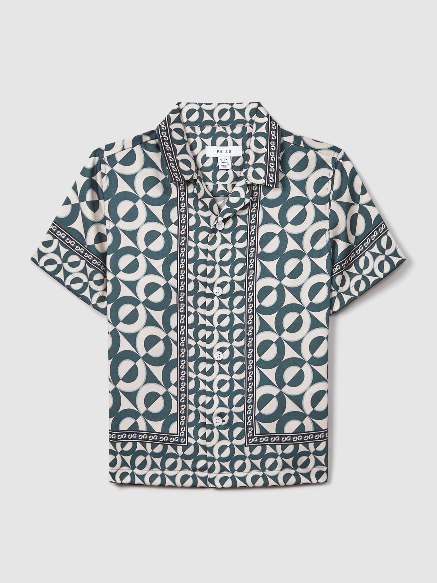 Dsiney Kidz - Reiss Hunting Green Prentice 9-13 yrs Printed Cuban Collar Shirt image 2