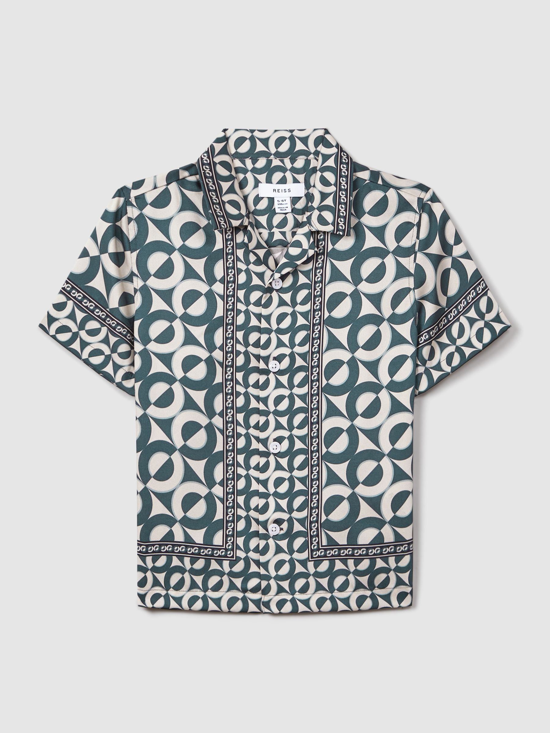 Dsiney Kidz - Reiss Hunting Green Prentice 9-13 yrs Printed Cuban Collar Shirt image 2