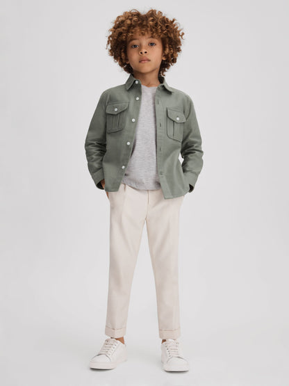 Dsiney Kidz - Reiss Pistachio Thomas 3-9 yrs Brushed Cotton Patch Pocket Overshirt image 1