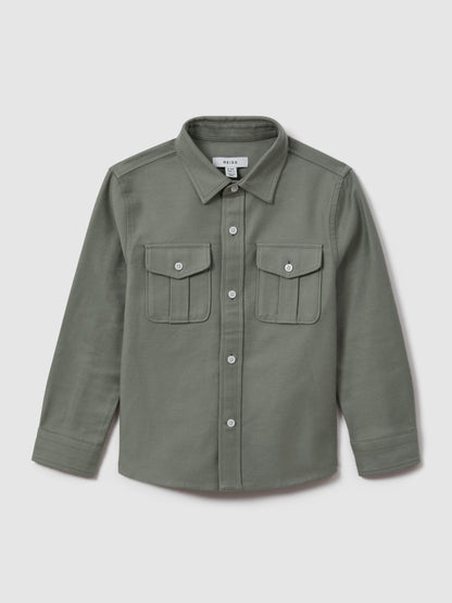 Dsiney Kidz - Reiss Pistachio Thomas 3-9 yrs Brushed Cotton Patch Pocket Overshirt image 2