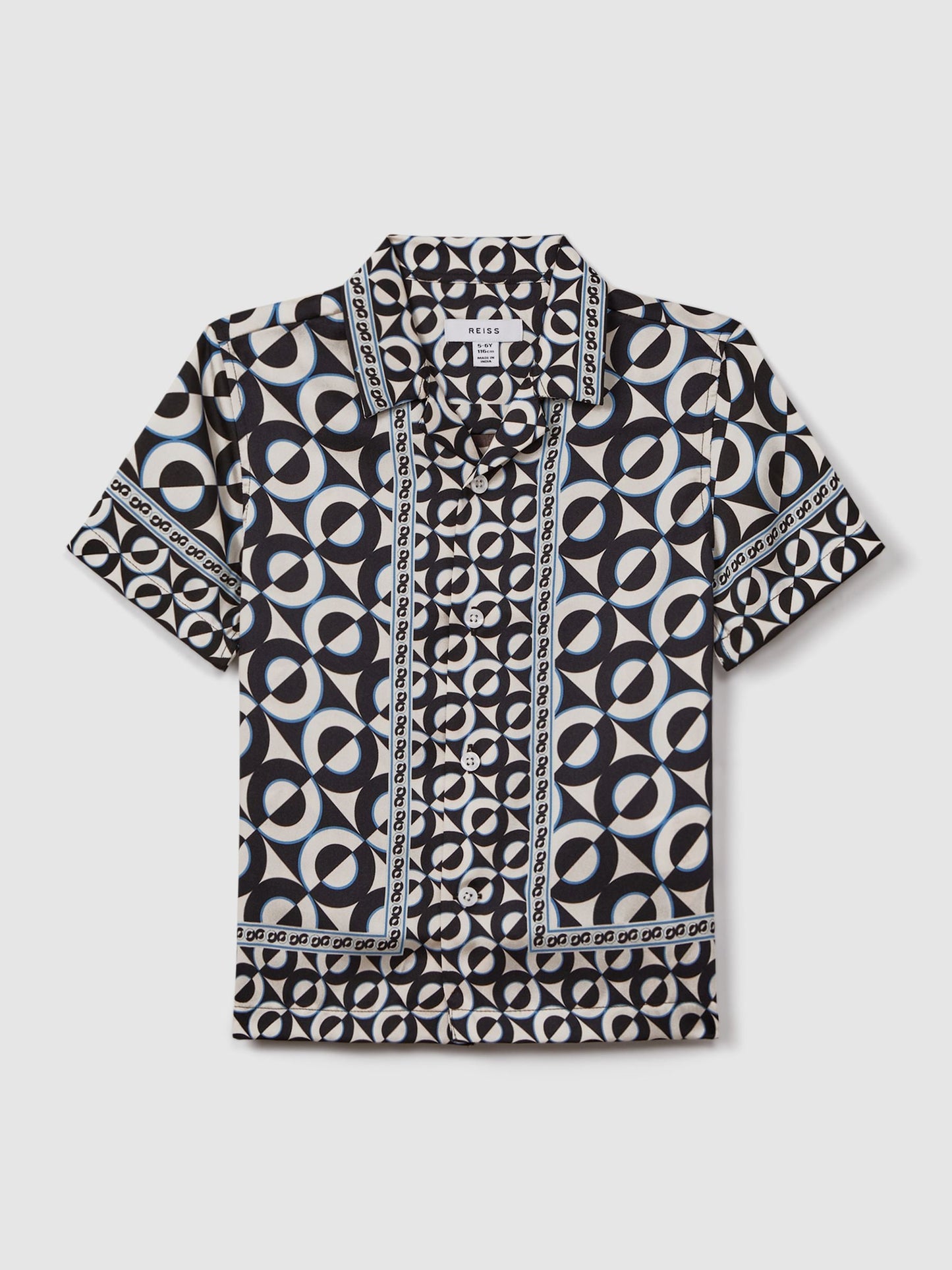 Dsiney Kidz - Reiss Lapis Blue Prentice 9-13 yrs Printed Cuban Collar Shirt image 2
