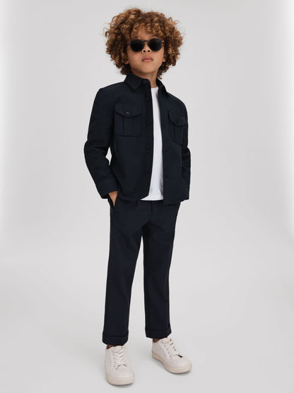 Dsiney Kidz - Reiss Navy Thomas 3-9 yrs Brushed Cotton Patch Pocket Overshirt image 1