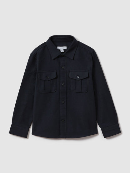 Dsiney Kidz - Reiss Navy Thomas 3-9 yrs Brushed Cotton Patch Pocket Overshirt image 2