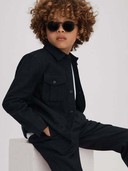 Dsiney Kidz - Reiss Navy Thomas 3-9 yrs Brushed Cotton Patch Pocket Overshirt image 3