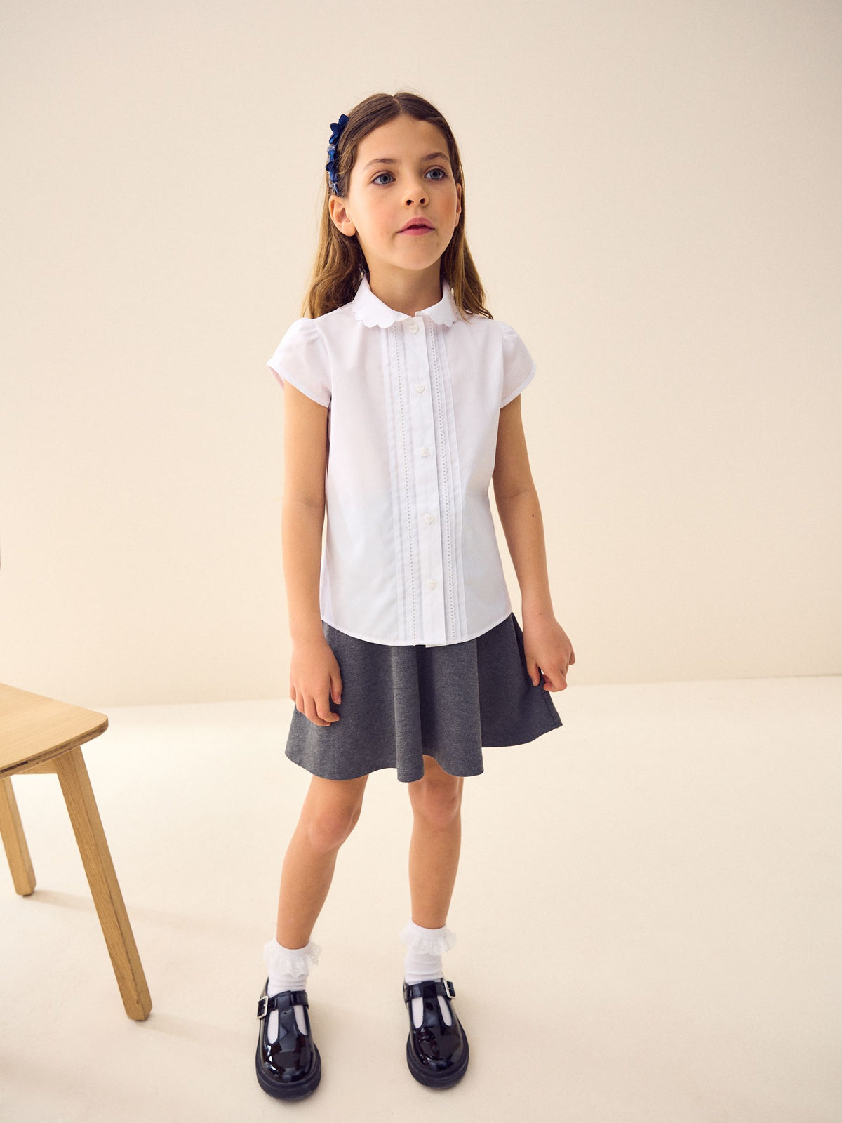 Dsiney Kidz - White Girls Cotton Rich Scalloped Collar School Shirt (3-14yrs) image 2