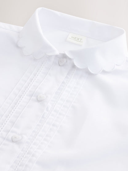 Dsiney Kidz - White Girls Cotton Rich Scalloped Collar School Shirt (3-14yrs) image 9