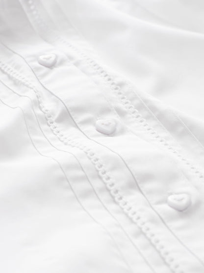 Dsiney Kidz - White Girls Long Sleeve Scalloped Lace Trim School Blouse (3-14yrs) image 10