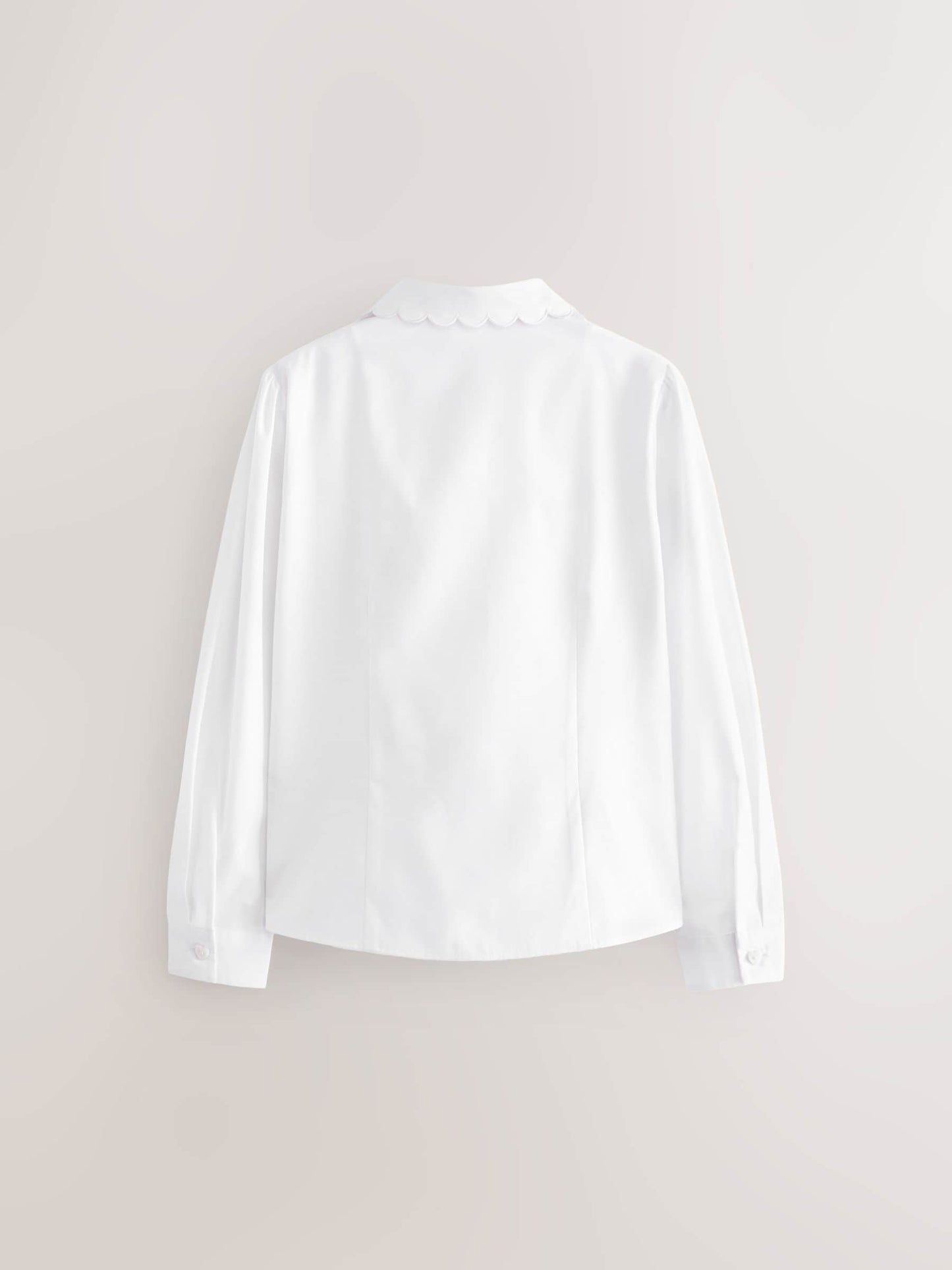 Dsiney Kidz - White Girls Long Sleeve Scalloped Lace Trim School Blouse (3-14yrs) image 9