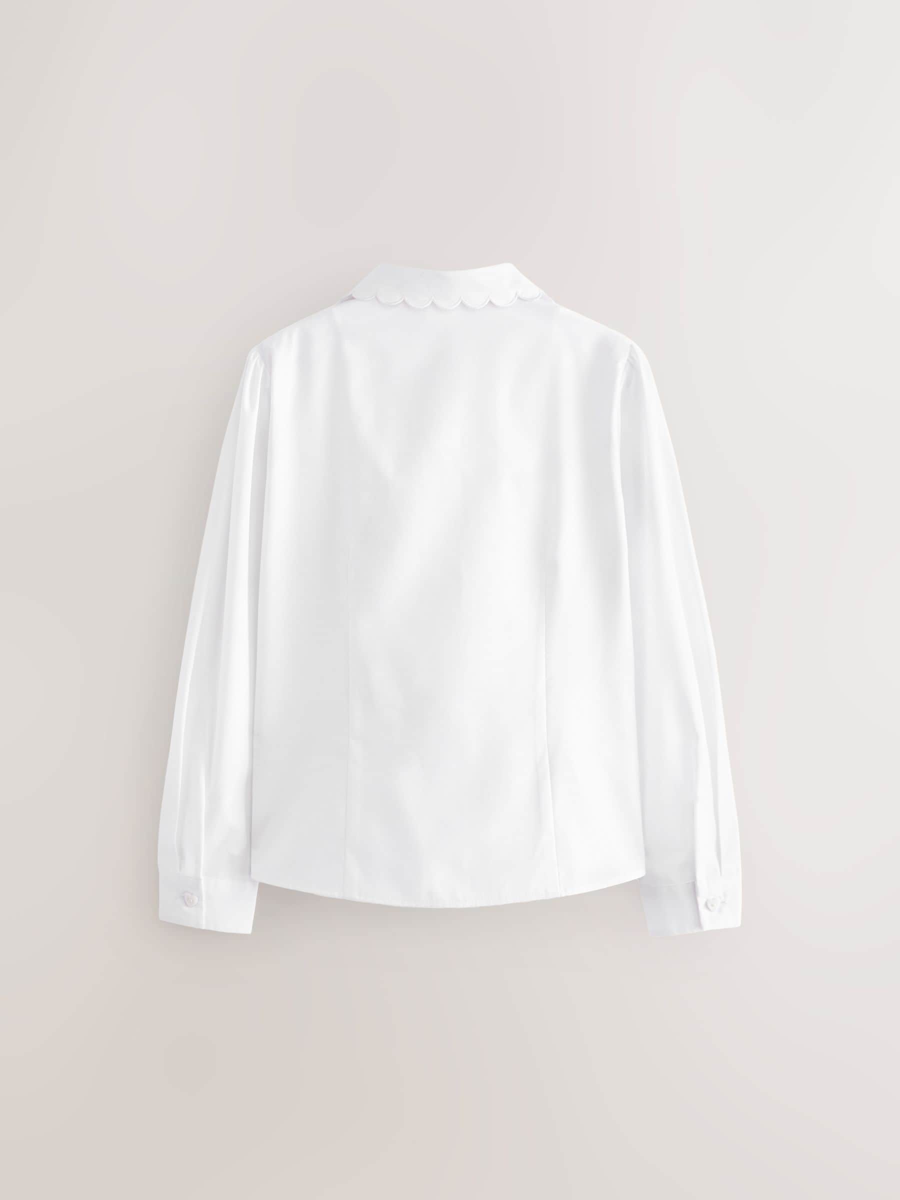 Dsiney Kidz - White Girls Long Sleeve Scalloped Lace Trim School Blouse (3-14yrs) image 9