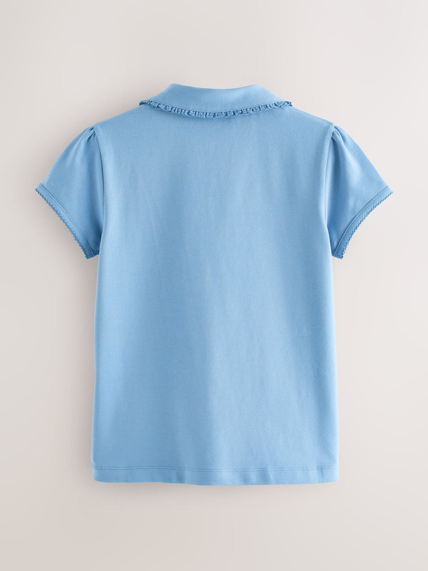 Dsiney Kidz - Blue Girls Cotton Stretch Frill Collar School Polo Tops 2 Pack (3-16yrs) image 3