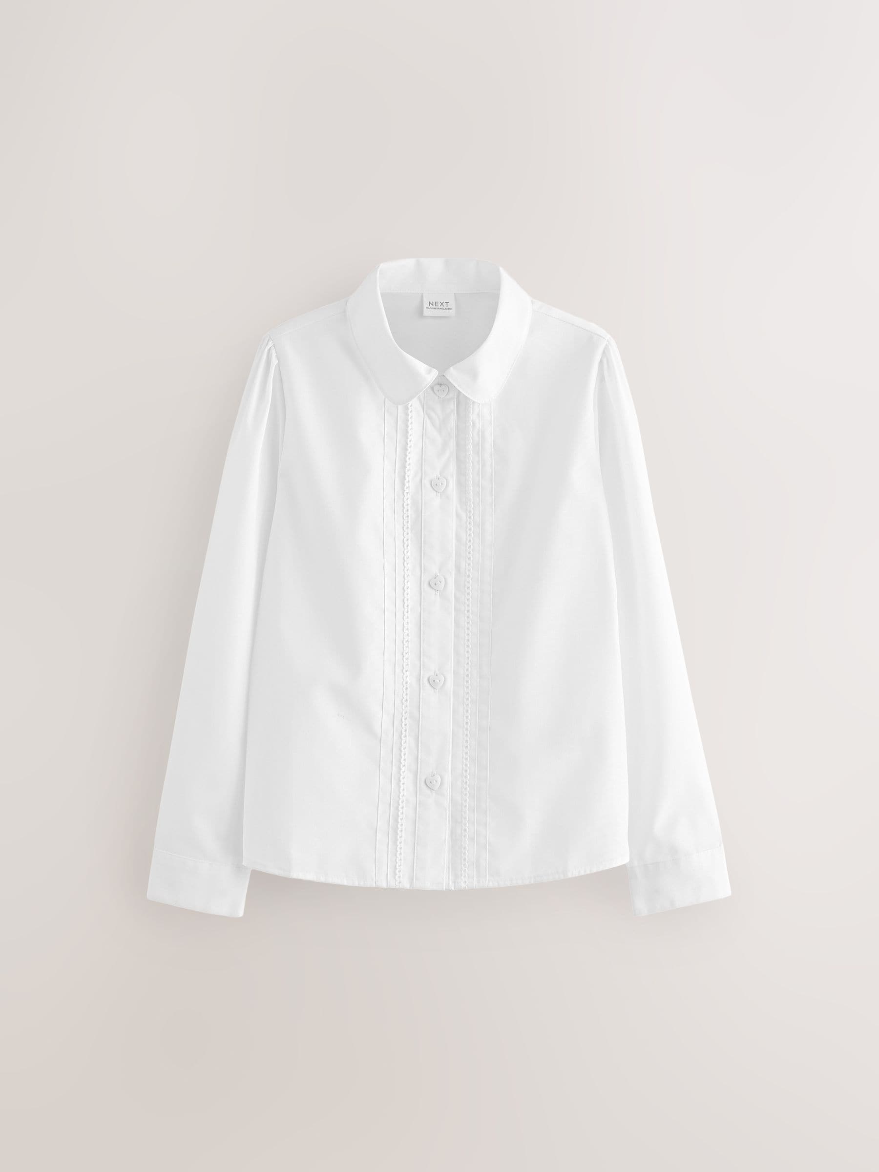 Dsiney Kidz - White Girls Long Sleeve Lace Trim School Blouses 2 Pack (3-14yrs) image 2