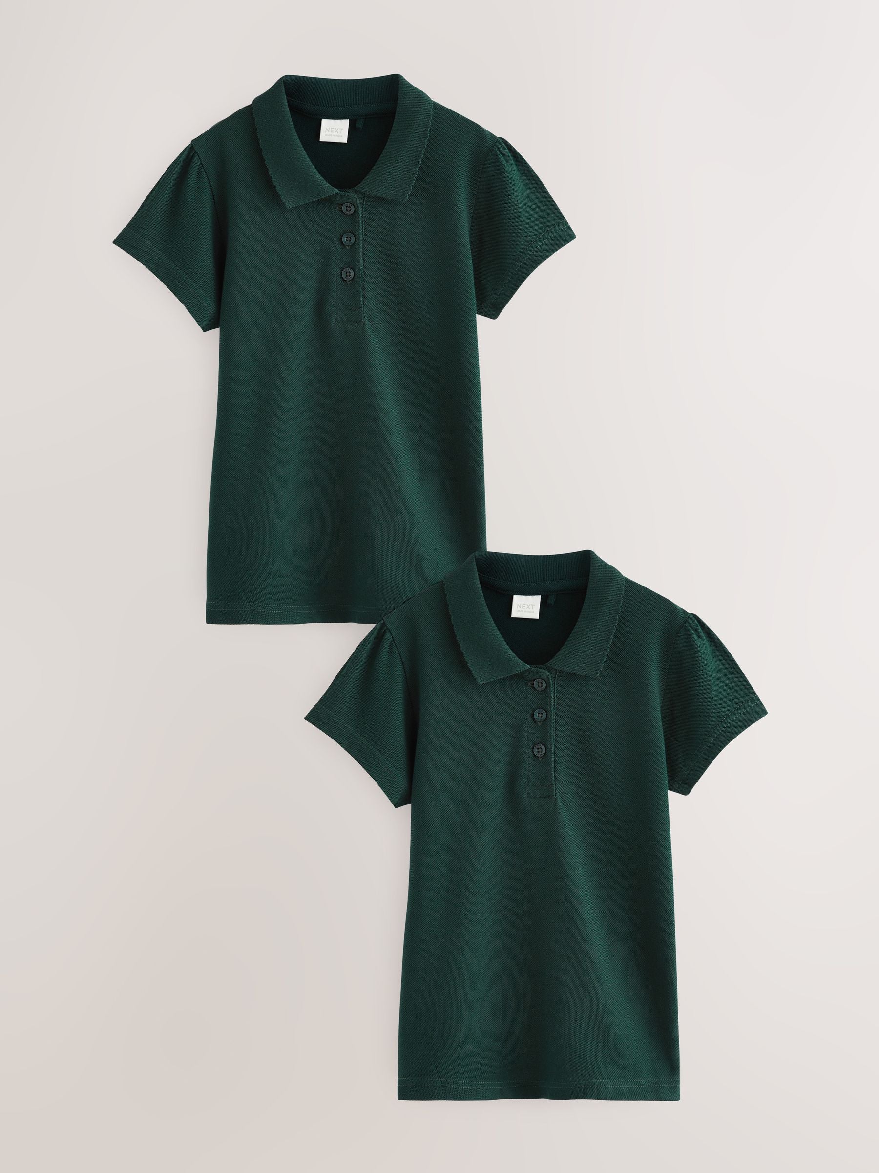 Dsiney Kidz - Green Regular Fit Girls 2 Pack Cotton Short Sleeve Polo Shirts (3-16yrs) image 1