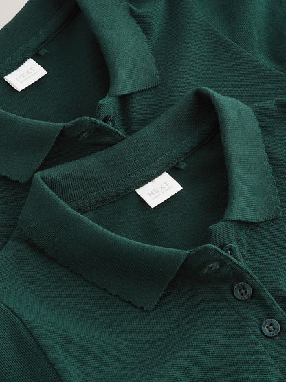 Dsiney Kidz - Green Regular Fit Girls 2 Pack Cotton Short Sleeve Polo Shirts (3-16yrs) image 5