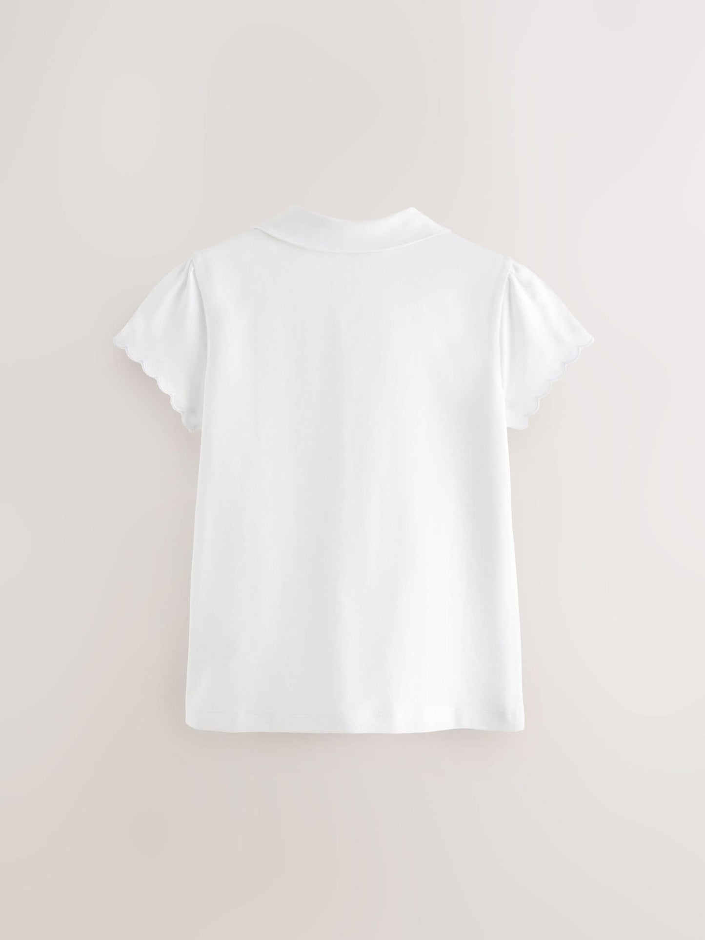 Dsiney Kidz - White Girls Cotton Rich Scallop Collar School Polo Tops 2 Pack (3-16yrs) image 3