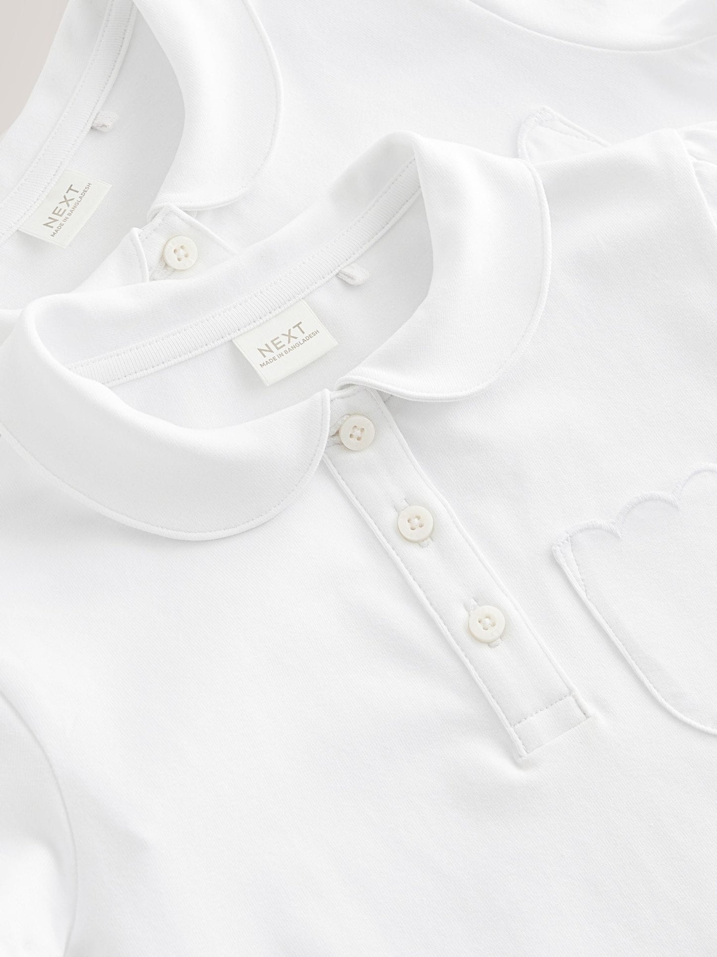 Dsiney Kidz - White Girls Cotton Rich Scallop Collar School Polo Tops 2 Pack (3-16yrs) image 5