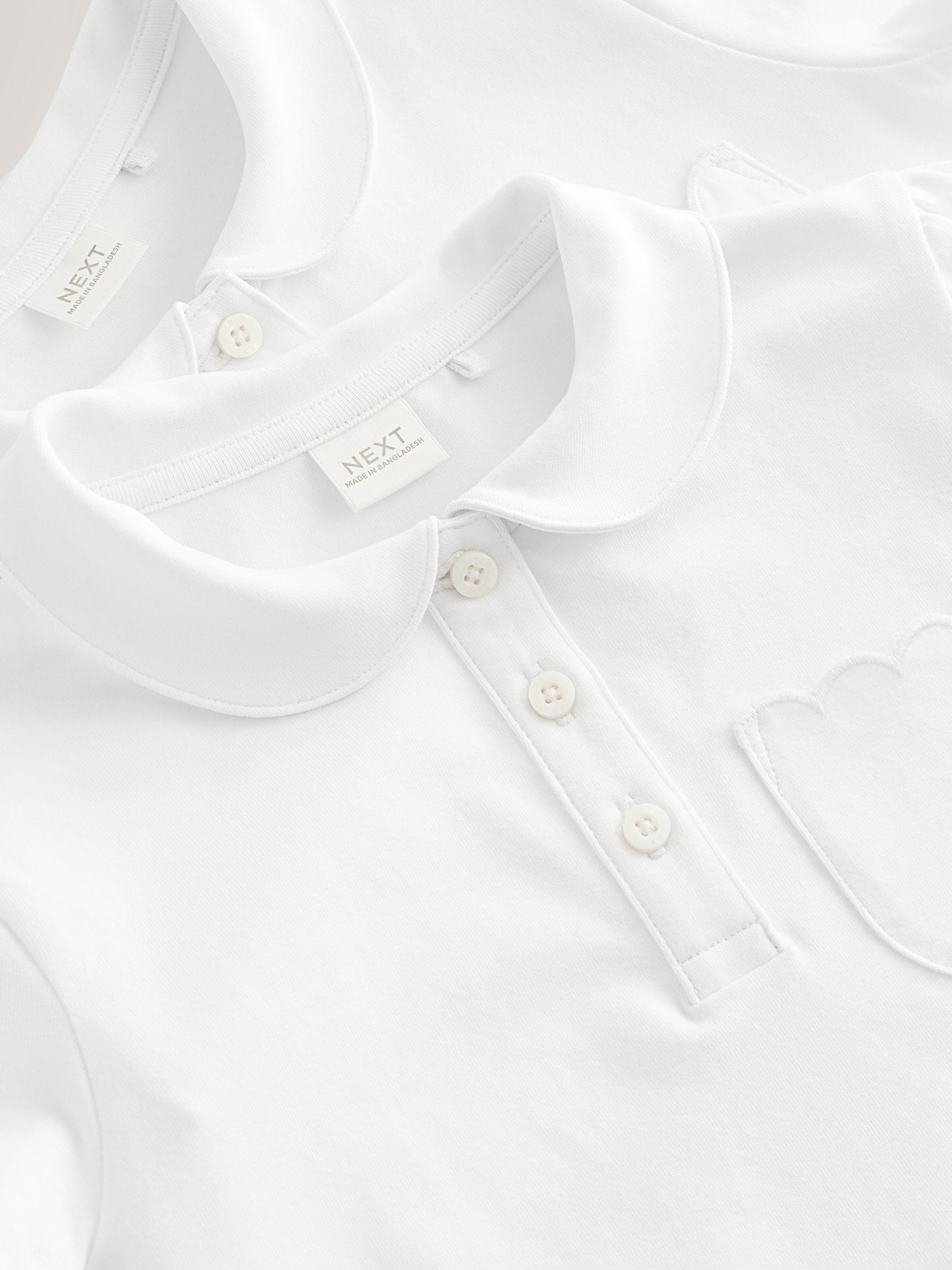 Dsiney Kidz - White Girls Cotton Rich Scallop Collar School Polo Tops 2 Pack (3-16yrs) image 5