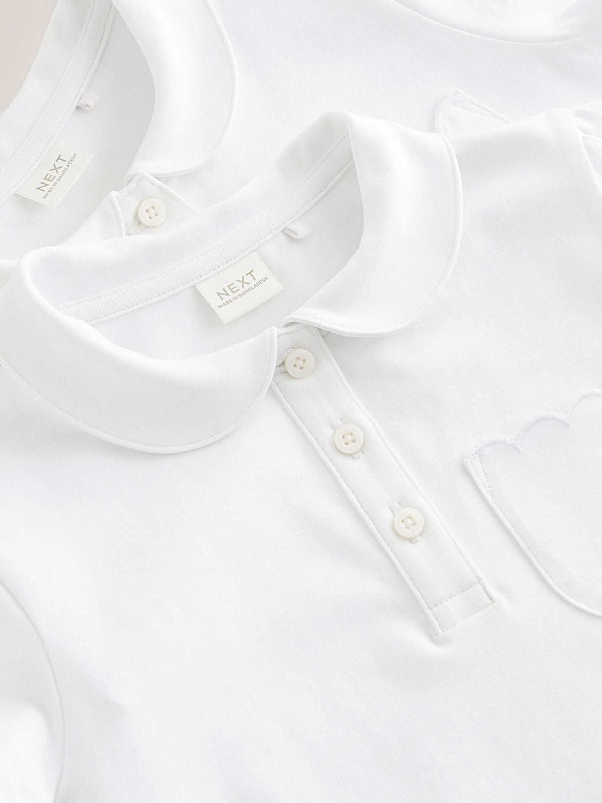 Dsiney Kidz - White Girls Cotton Rich Scallop Collar School Polo Tops 2 Pack (3-16yrs) image 5