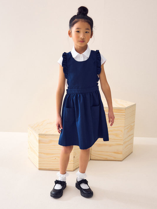 Bright Blue Ruffle Detail Pinafore School Dress (3-14yrs) image 1