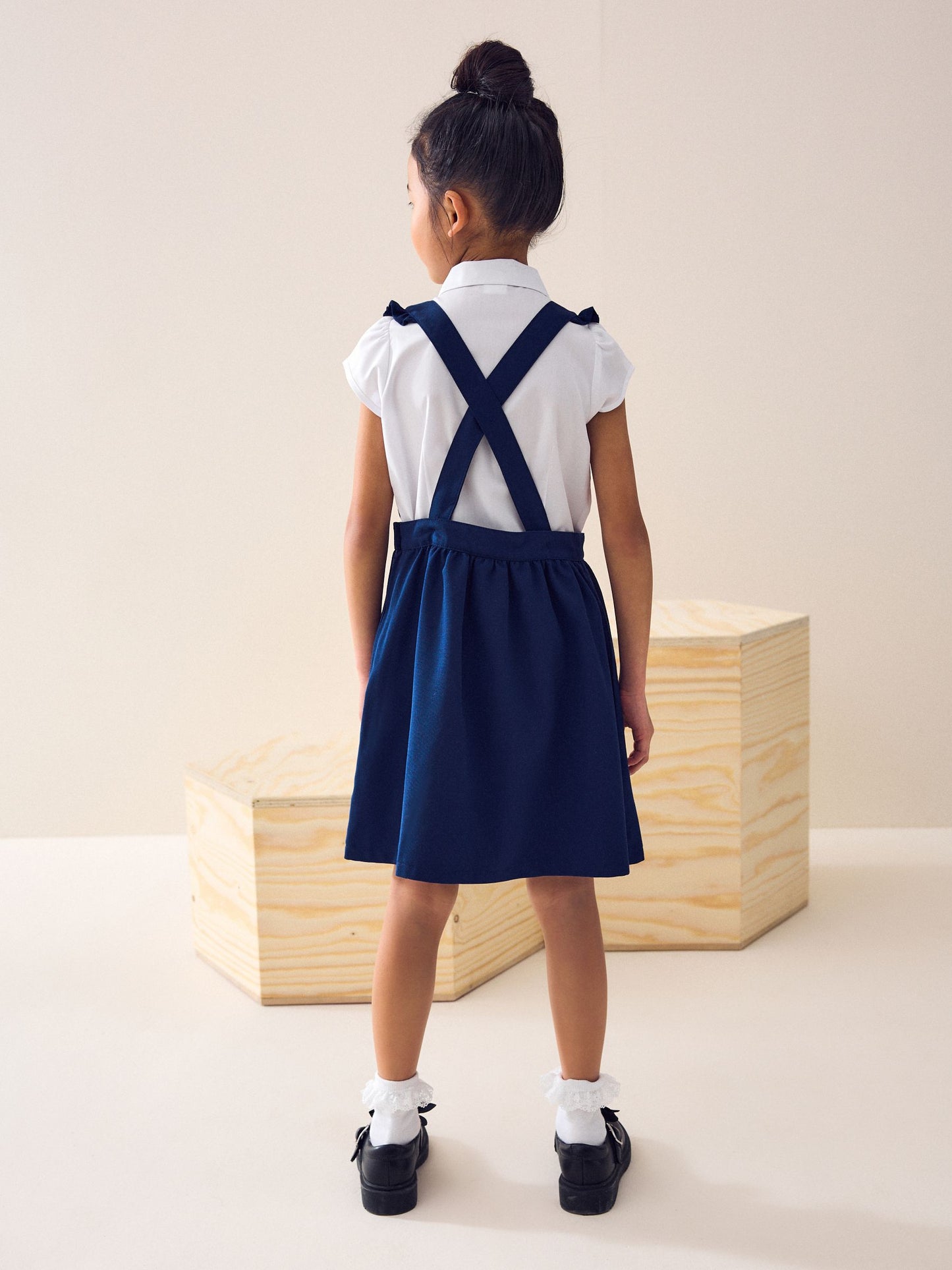 Bright Blue Ruffle Detail Pinafore School Dress (3-14yrs) image 3