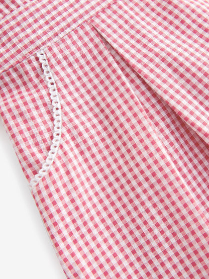 Red Cotton Rich Scalloped Collar Gingham School Dress (3-14yrs) image 10