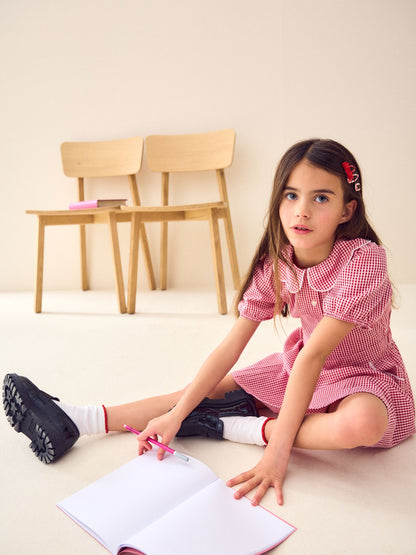 Red Cotton Rich Scalloped Collar Gingham School Dress (3-14yrs) image 3
