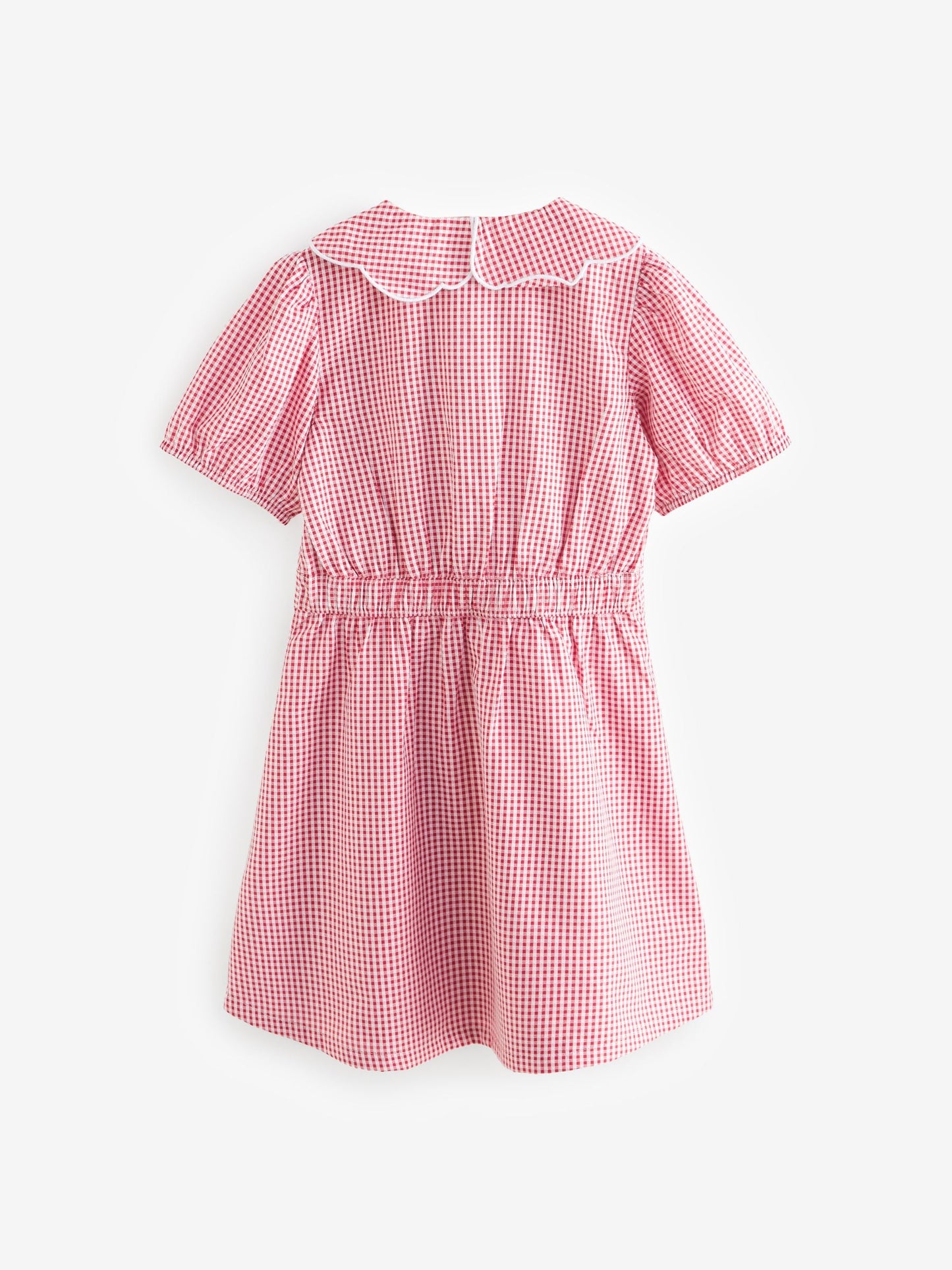 Red Cotton Rich Scalloped Collar Gingham School Dress (3-14yrs) image 8