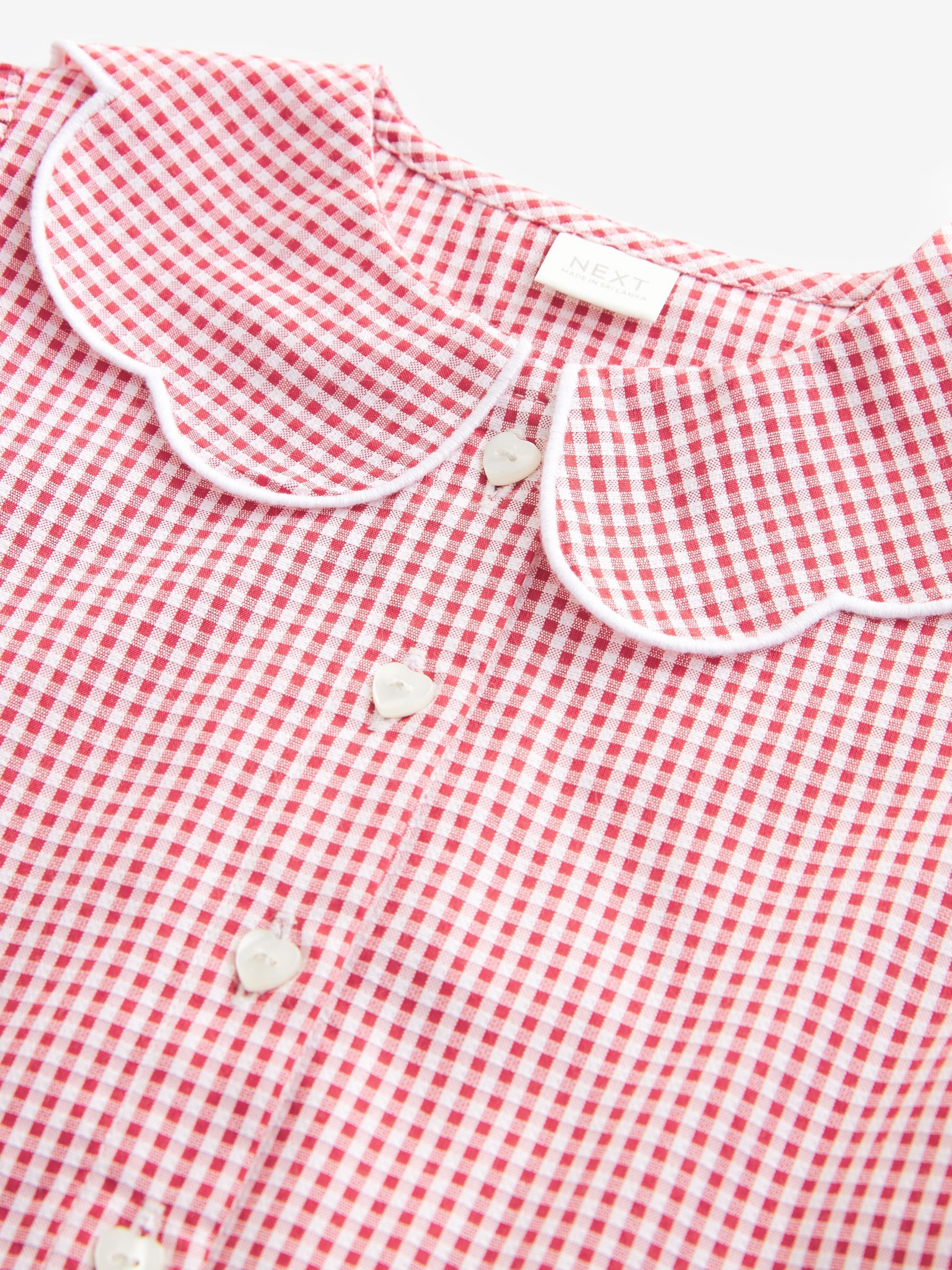 Red Cotton Rich Scalloped Collar Gingham School Dress (3-14yrs) image 9