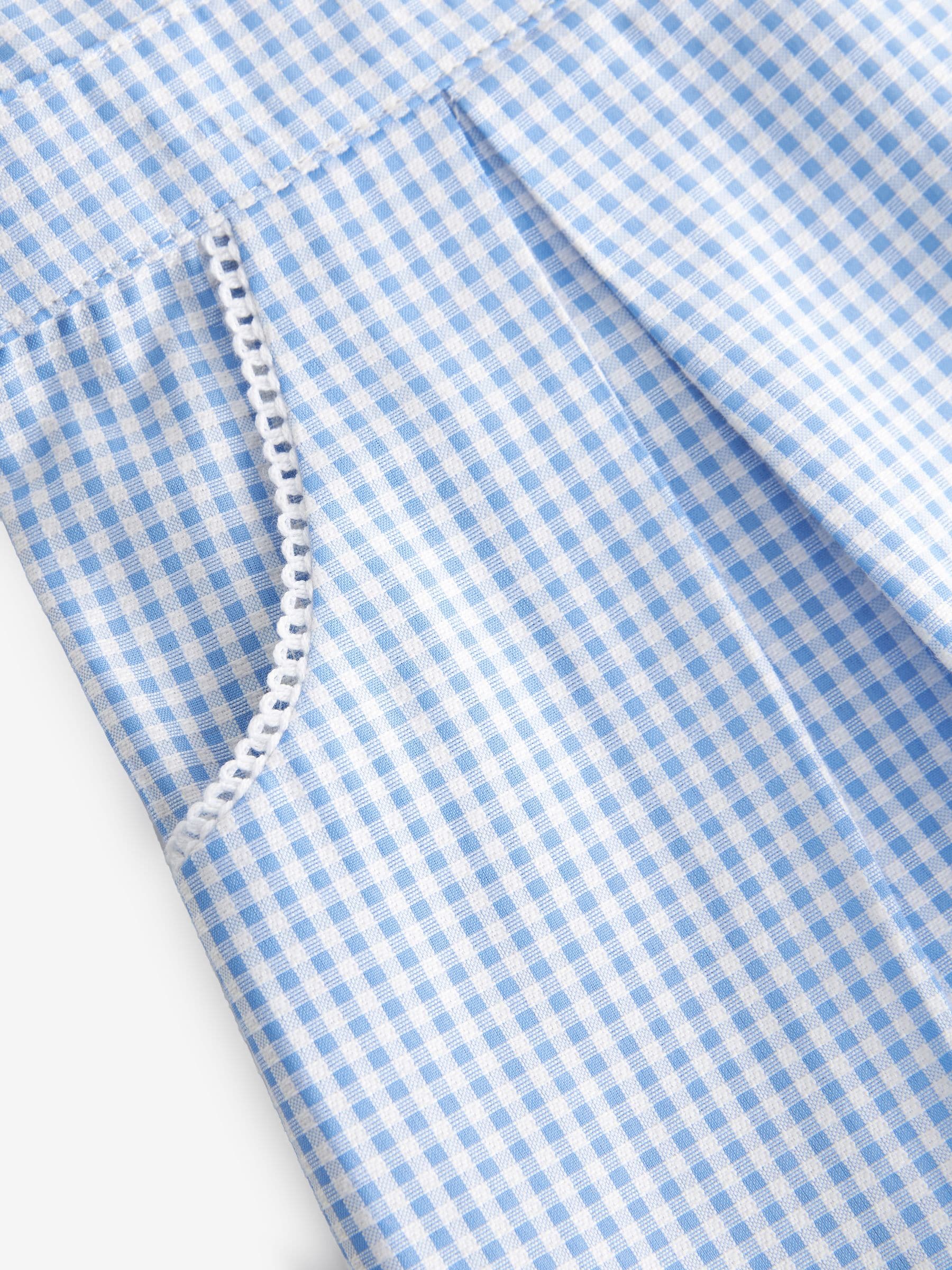 Blue Cotton Rich Scalloped Collar Gingham School Dress (3-14yrs) image 7