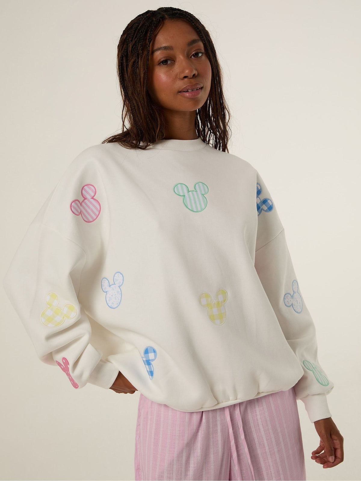 Skinnydip White Disney Mickey Mouse Patch Sweatshirt - image 1