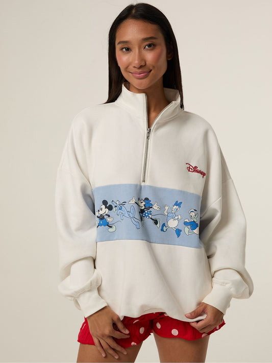 Skinnydip White Disney Mickey Varsity Zip Sweatshirt - image 1